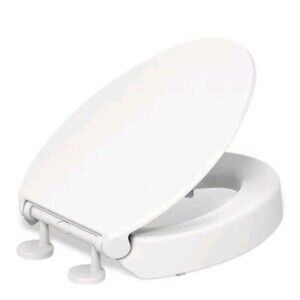 KOHLER Hyten Elevated Quiet-Close Elongated Toilet Seat - White 25875-0